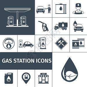 加油站图标黑色与加油站油箱隔离矢量插图加油站图标黑色图片