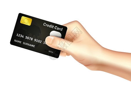 手持信用卡进行存款取款账操作推广海报抽象矢量插图手握信用卡图标图片