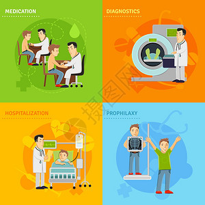 医院治疗与预防诊断药物住院平图标孤立矢量插图医院治疗的图片