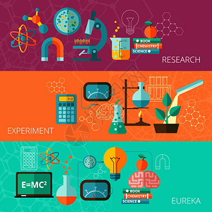 化学物理科学研究实验尤矩平水平横幅抽象孤立矢量插图科学平横横幅套图片