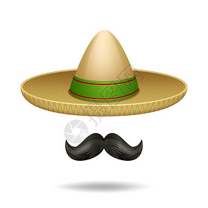 松边帽胡子墨西哥符号装饰图标矢量插图睡衣胡子图片