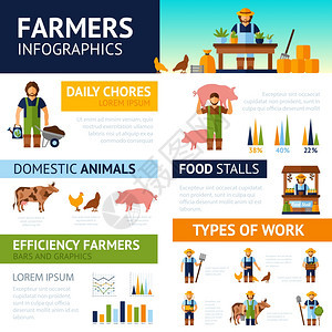 农民信息与家畜符号图表矢量插图农民信息图表集图片