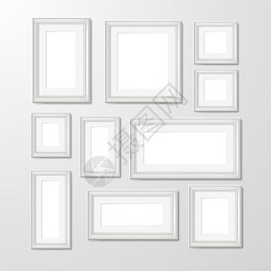 白色现代矩形几何形状墙框架收集照片图片记忆抽象孤立矢量插图墙壁相框收集插图图片