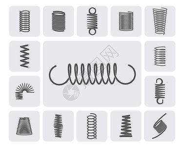 柔金属螺旋弹簧平图标孤立矢量插图金属弹簧装置背景图片
