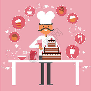 糖果糕点背景糖果糕点的背景与蛋糕,饼干茶平矢量插图图片