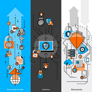 数据保护线横幅数据保护线垂直横幅笔记本电脑邮件箭头平隔离矢量插图图片