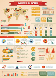 商业战略信息图集商业战略信息图集与百分比数字平矢量插图图片