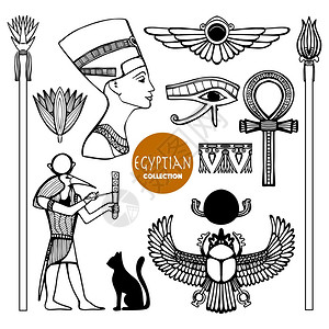 埃及了古老的上帝符号装饰品矢量插图埃及符号背景图片