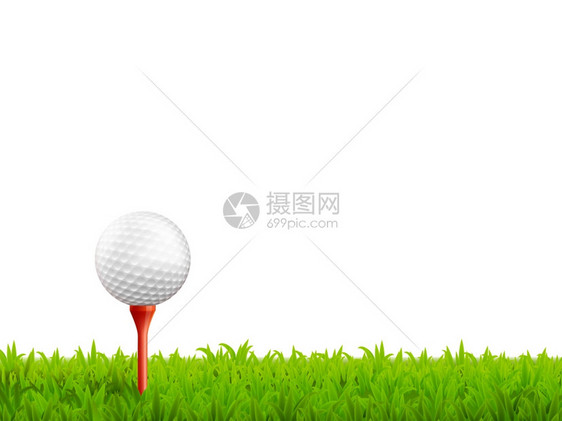 高尔夫写实插图高尔夫现实背景与球发球绿草矢量插图图片