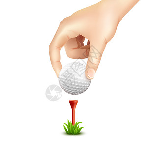 高尔夫球真实背景手把高尔夫球放个发球现实背景矢量插图图片