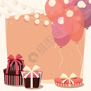 生日背景与礼物气球,矢量插图图片