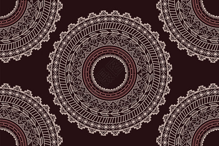 民族阿兹特克圆圈装饰无缝图案,矢量插图图片