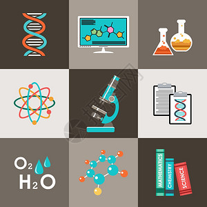 科学信息图表平风格矢量插图背景图片