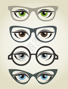 戴眼镜的眼睛矢量插图图片