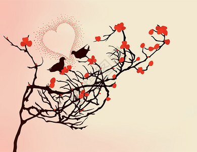 爱鸟树枝上的迷鸟矢量插图图片