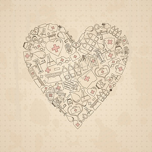 医学受试者收集的心脏矢量插图背景图片