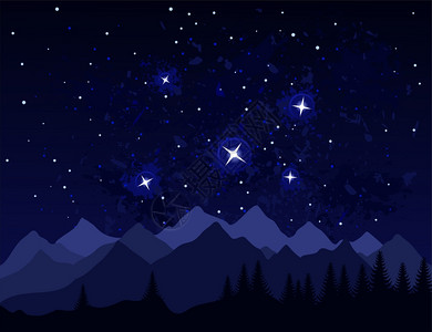 山里的夜晚太空中的星系恒星矢量插图图片