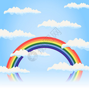 彩虹4号蓝天上的彩虹矢量插图图片