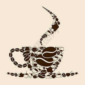咖啡杯咖啡杯由咖啡成矢量插图图片