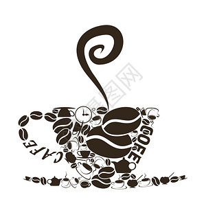咖啡杯咖啡杯由咖啡成矢量插图图片