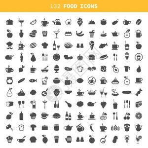 收集食品器皿的图标矢量插图图片