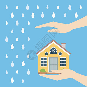家庭安全符号保护免受雨矢量插图图片