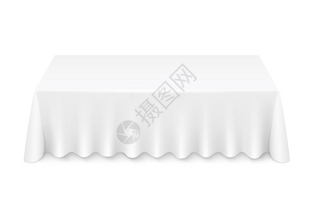 白色桌布白色长方形桌子与桌布矢量插图隔离插画