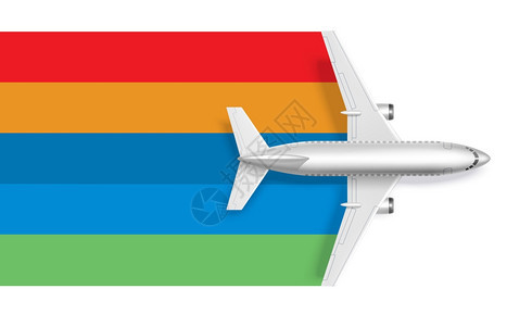 带空白彩虹的飞机用于消息文本矢量插图图片