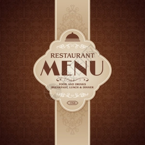 餐厅咖啡厅菜单小册子模板与烹饪元素矢量插图图片