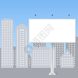 城市背景矢量插图上的抽象广告牌图片