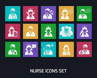 医学医生护士图标为紧急医疗医院隔离矢量插图图片