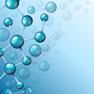 三维原子结构分子模型网格蓝色背景壁纸矢量插图图片