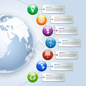 能源生态环境绿色商业信息元素的选项按钮矢量插图图片