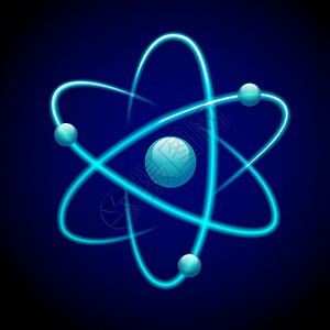 原子三维蓝色抽象核结构科学模型符号矢量插图图片