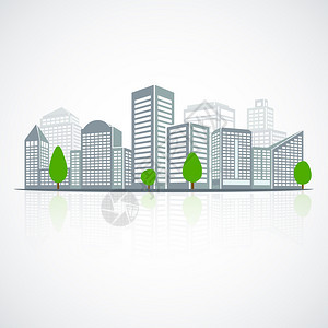 现代城市天际线建筑景观摩天大楼办公室物业矢量插图图片