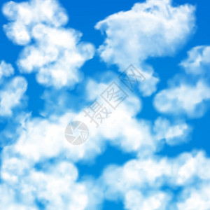 明亮的蓝天与白色的夏季蓬松云无缝图案矢量插图图片