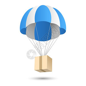降落伞礼品盒包装航柱投递标志图标矢量插图背景图片