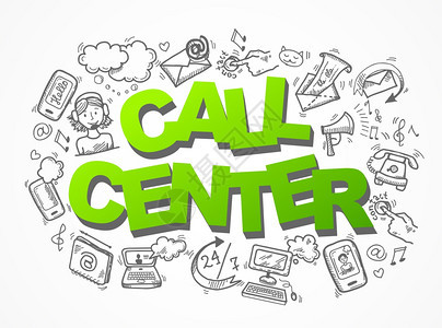 呼叫中心客户服务用户支持草图图标成矢量插图图片