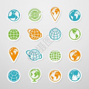贴纸地球世界符号图标矢量插图图片