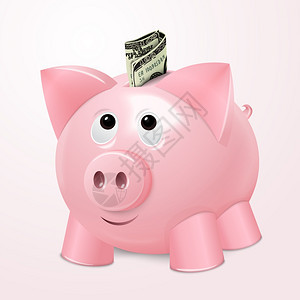 储蓄罐货币保险箱与现金美元票据矢量插图图片