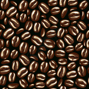 棕色咖啡豆暗烤谷物无缝图案矢量插图图片