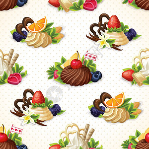 装饰糖果甜点美味餐厅食品无缝背景矢量插图图片