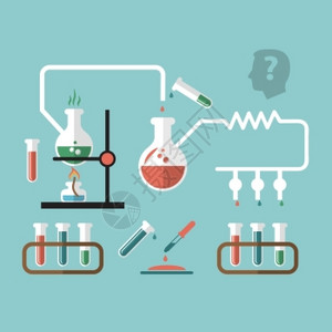 红外热像仪化学分子科学研究管吸管反应红外图表与燃烧器火焰涂鸦草图矢量插图插画