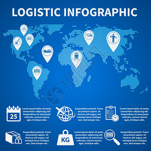 物流货运服务信息图标世界矢量插图上图片