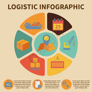 物流货运服务信息图表图标饼图矢量插图上图片