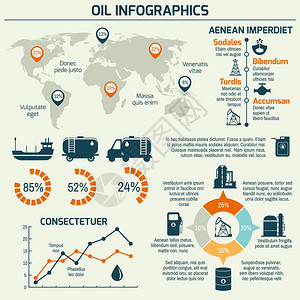 世界石油生产分布石油开采率业务信息图表布局报告展示矢量插图图片