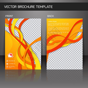 橙色抽象纸小册子传单背正模板矢量插图图片