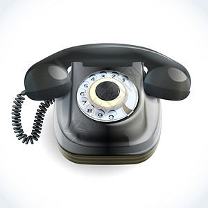 复古风格的电话与电线连接隔离白色背景矢量插图图片