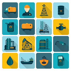 工业图石油开采炼油石油生产行业用油轮运输船舶符号图标平矢量插图插画