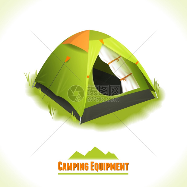 野营夏季户外活动设备帐篷符号矢量插图图片
